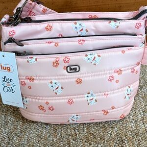 Lug Pink Lucky Cat Corral Floral Quilted Crossbody Bag